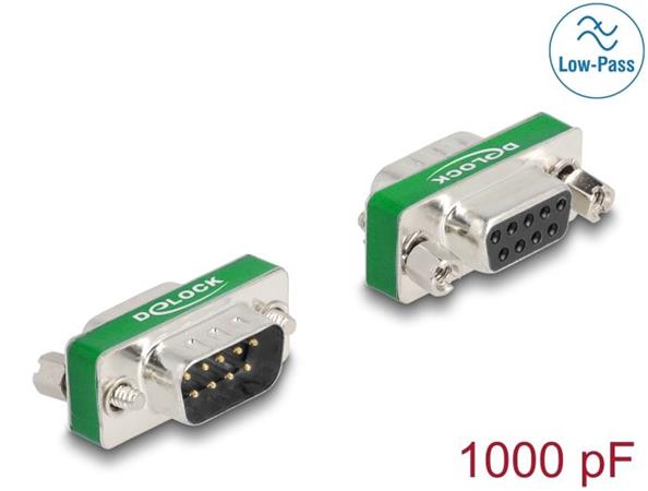 Delock Filtr RF/EMI k potlačování interference, z 9 pinového zástrčkového konektoru D-Sub na zásuvkový konektor 66476
