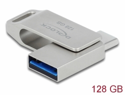 Delock Flash disk USB 3.2 Gen 1, USB-C™ + Typ-A, 128 GB - kovový krytDelock Flash disk USB 3.2 Gen 1, USB-C™ + Typ 54076