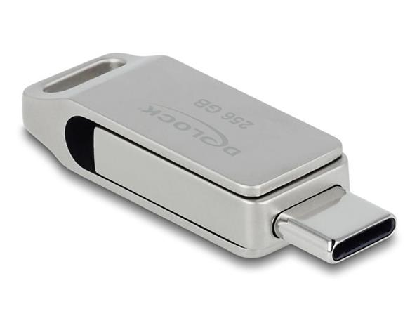 Delock Flash disk USB 5 Gbps, USB-C™ + Typ-A, 256 GB - kovový kryt 54008