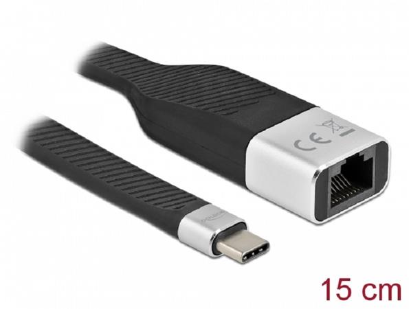 Delock FPC plochý stuhový kabel, USB Type-C™ na Gigabit LAN 10/100/1000 Mbps, 15 cm 86936