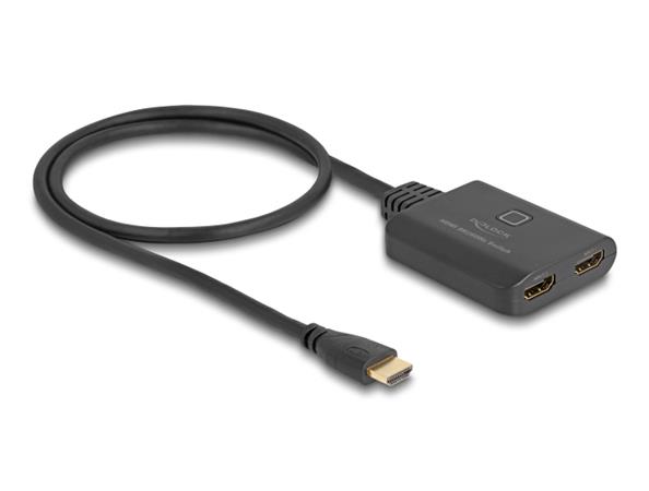 Delock HDMI Switch 2 x vstupní porty HDMI na 1 x výstupní port HDMI, 8K 60 Hz s integrovaným kabelem 50 cm 18645