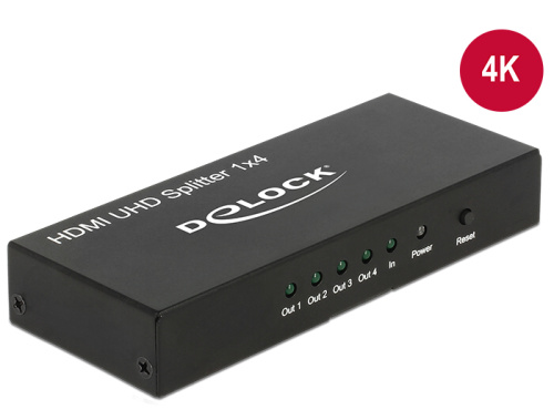 DeLock HDMI UHD Splitter 1 x HDMI in > 4 x HDMI out 4K - Rozdělovač video / audio - 4 x HDMI - desk 18684