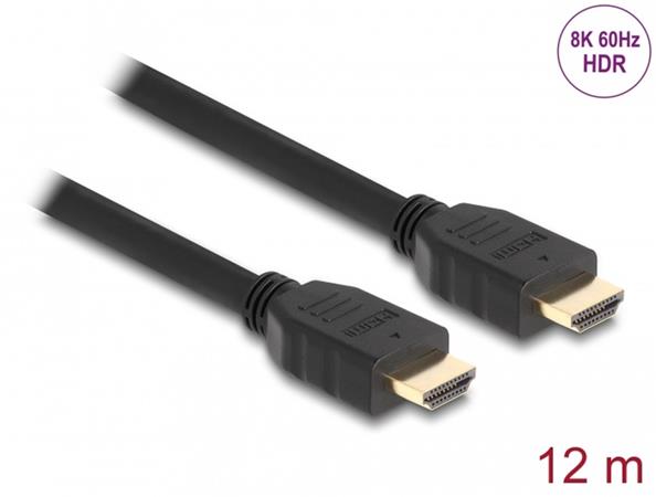 Delock High Speed HDMI kabel, 48 Gbps, 8K 60 Hz, černý, 12 m 82007