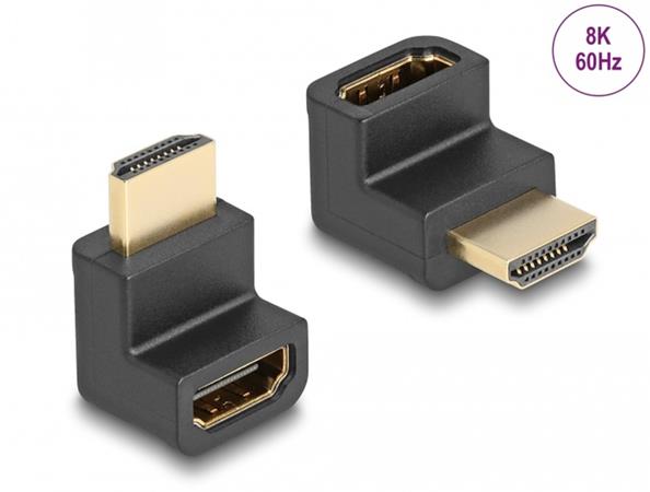 Delock High Speed HDMI with Ethernet Adapter Stecker zu Buchse gewinkelt 8K 60 Hz schwarz 66458