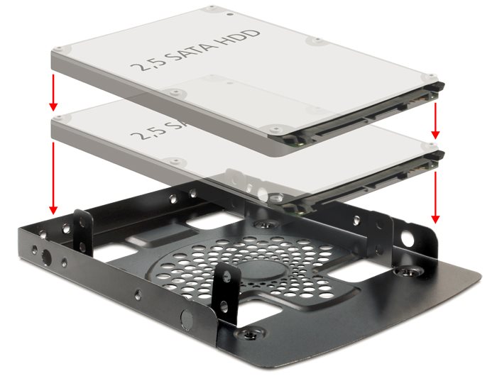 DeLOCK Installation frame 3.5? > 2 x 2.5? HDD - Bay adaptér pro datový sklad - 3,5" na 2,5" - černá 18198