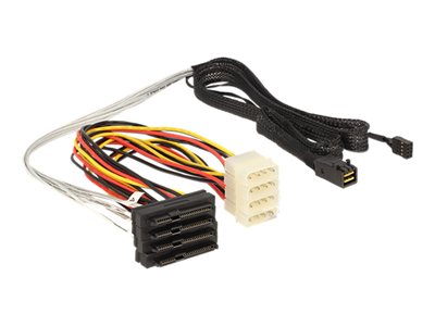Delock - Interní kabel SAS - s postranními pásmy - SAS 6Gbit/s - SAS 29 pinů (SFF-8482) (F) do 4 pinové in 4043619833917