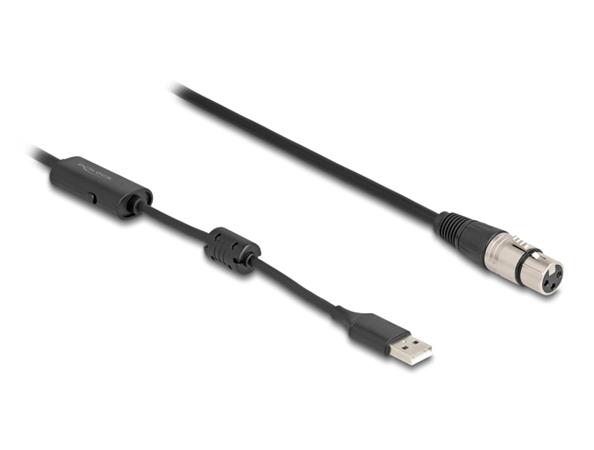 Delock Kabel audio převodníku s vysokým rozlišením, ze třípinového XLR analogový na USB Typ-A digitální, 3 m 84178