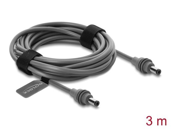 Delock Kabel DC 5,5 x 2,1 mm na DC 5,5 x 2,1 mm, kompatibilní se Starlink Mini, 3 m, šedý 91824
