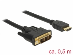 Delock Kabel DVI 18+1 samec > HDMI-A samec 0,5 m černý 85581