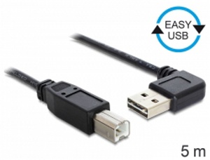 Delock kabel EASY-USB 2.0-A samec pravoúhlý > USB 2.0-B samec, 5 m 83377