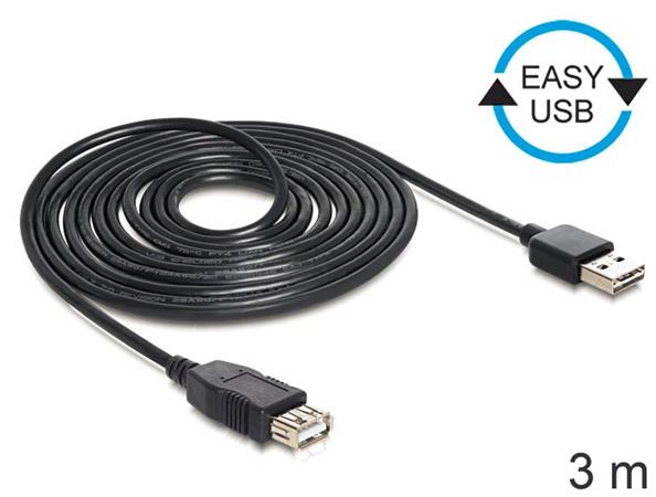 Delock kabel EASY-USB 2.0-A samec > USB 2.0-A samice,prodlužující 3 m 83372