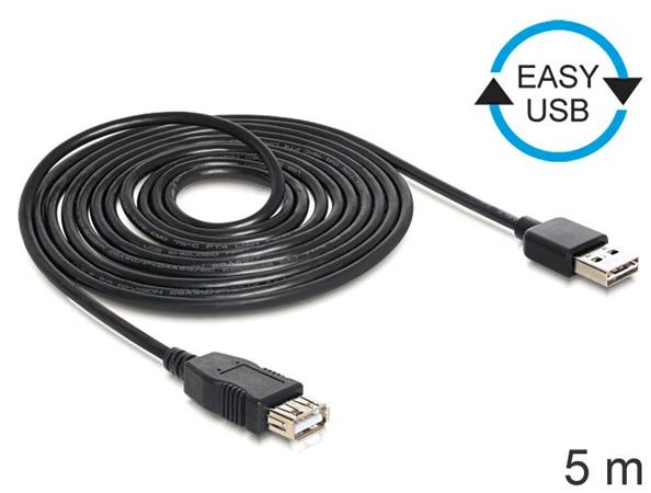 Delock kabel EASY-USB 2.0-A samec > USB 2.0-A samice,prodlužující 5 m 83373