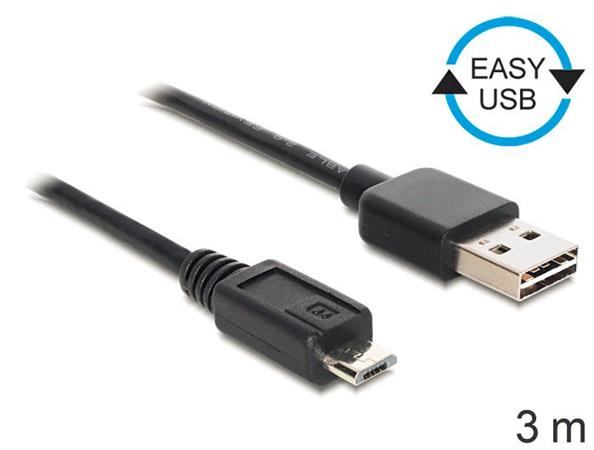 Delock kabel EASY-USB 2.0-A samec > USB 2.0 micro-B samec 3 m 83368