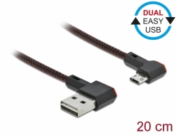 Delock Kabel EASY-USB 2.0 Typ-A samec na EASY-USB Typ Micro-B samec pravoúhlý levý / pravý 0,2 m černý 85269