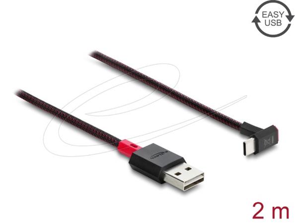 Delock Kabel EASY-USB 2.0 Typ-A samec na USB Type-C™ samec pravoúhlý nahoru / dolů 2 m černý 81551
