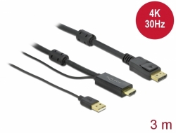 Delock Kabel HDMI na DisplayPort 4K 30 Hz 3 m 85965