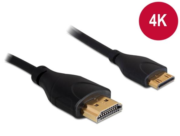 Delock Kabel High Speed HDMI s Ethernetem A- samec > mini C-samec Slim 1 m 83132