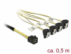 Delock Kabel Mini SAS HD SFF-8643 > 4 x SATA 7 Pin pravoúhlý 0,5 m 85684