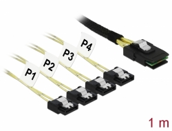 Delock Kabel Mini SAS SFF-8087 > 4 x SATA 7 pin 1 m kovový 85731