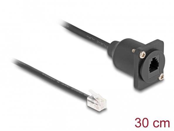 Delock Kabel RJ10 typu-D, ze zástrčky na zásuvku, černý, 30 cm 87965