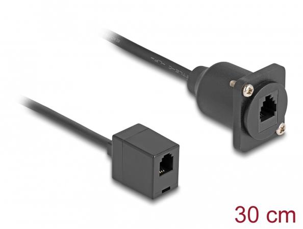 Delock Kabel RJ10 typu-D, ze zásuvky na zásuvku, černý, 30 cm 87969