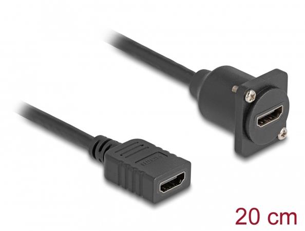 Delock Kabel rozhraní HDMI D-Type, ze zásuvky na zásuvku, černý, 20 cm 87982