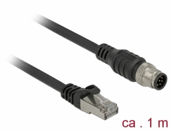 Delock Kabel s konektorem RJ45 na konektor M12 8 pin A-kódování Cat.5e SFTP 1 m 84922