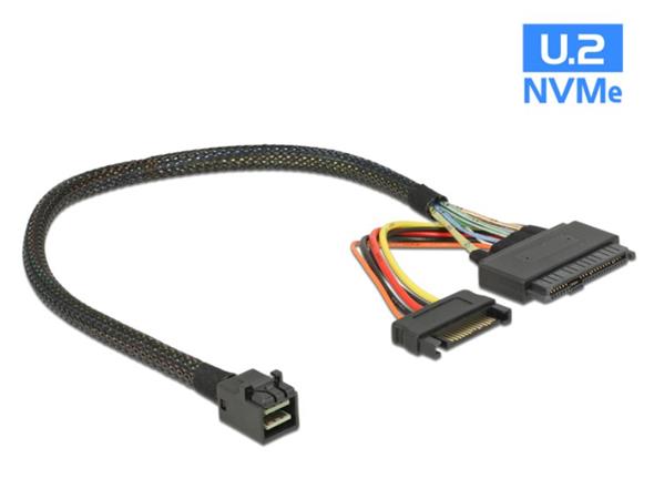 Delock Kabel SFF-8643 samec > U.2 SFF-8639 + napájecí konektor SATA 30 cm 84823