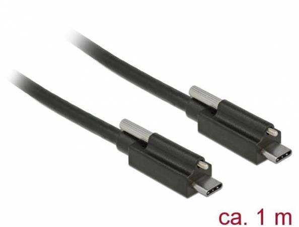 Delock Kabel SuperSpeed USB 10 Gbps (USB 3.1 Gen 2) USB Type-C™ samec > USB Type-C™ samec se šroubem nahoře 1 m če 83719