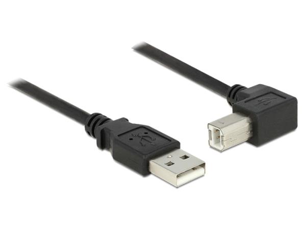 Delock kabel USB 2.0 A samec > USB 2.0 B samec, pravoúhlý, 2 m 83528