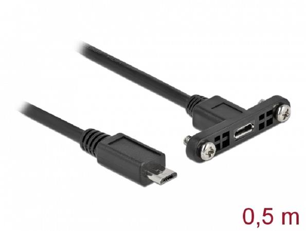 Delock Kabel USB 2.0 Micro-B samice montážní panel > USB 2.0 Micro-B samec 0,5 m 35108