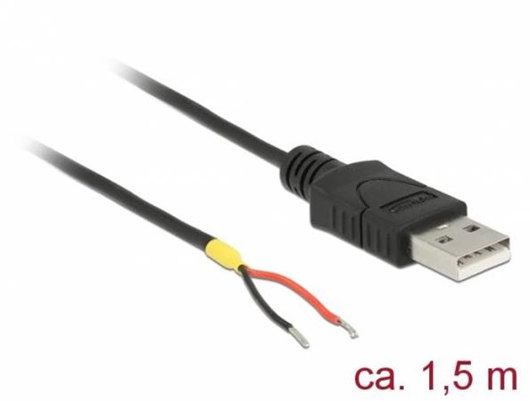 Delock Kabel USB 2.0 Typ-A samec > 2 x dráty bez konektoru 1,5 m Raspberry Pi 85664