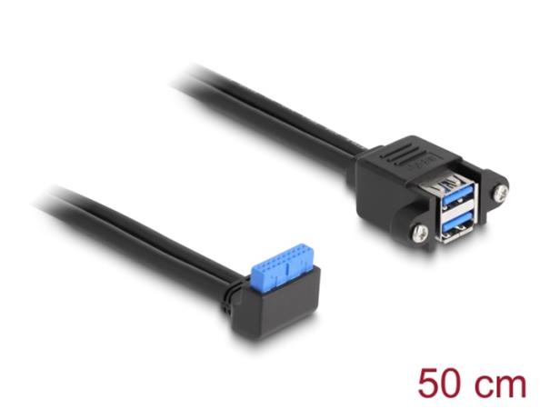 Delock Kabel USB 5 Gbps ze zásuvkového pinového konektoru, na 2 x zásuvky rozhraní USB 5 Gbps Typ-A, k vestavění, 83007