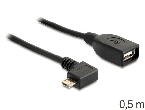 DeLOCK - Kabel USB - USB (F) do Micro USB typ B (M) - USB 2.0 OTG - 50 cm - konektor 90° 83271