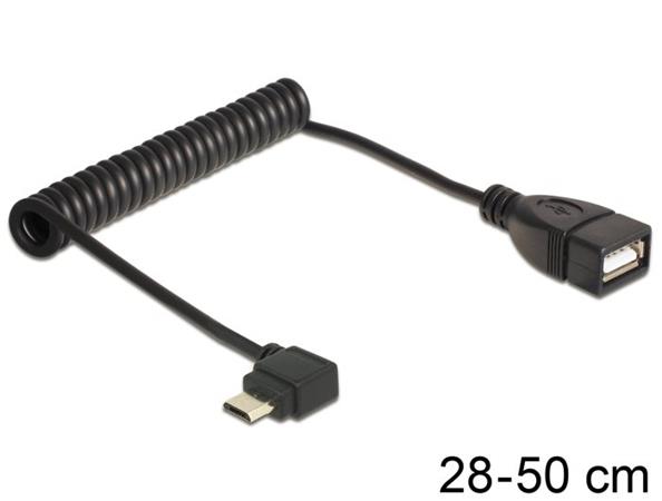 DeLOCK - Kabel USB - USB (F) do Micro USB typ B (M) - USB 2.0 OTG - 50 cm - konektor 90°, svinutý 83354