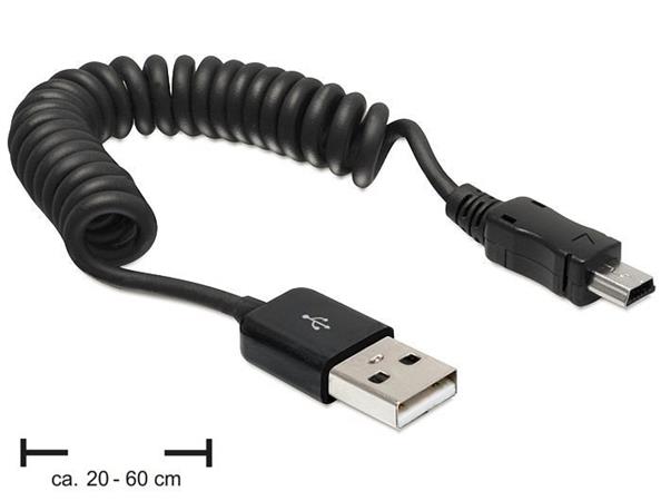 DeLOCK - Kabel USB - USB (M) do mini-USB typ B (M) - 60 cm - svinutý - černá 83164