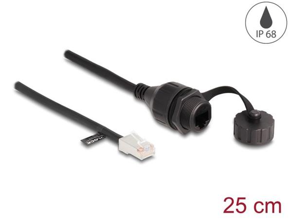 Delock Kabel ze zástrčkového konektoru RJ45 na zásuvkový konektor RJ45 pro vestavné aplikace, s těsnicí krytkou 88012