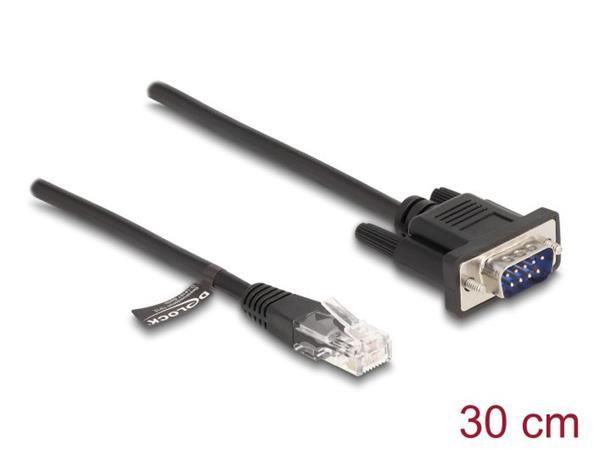 Delock Kabel ze zástrčky RJ45 na zástrčku sériového rozhraní RS-232 D-Sub 9, 30 cm, černý 88008