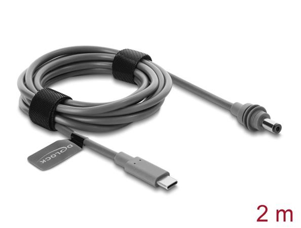 Delock Kabel ze zástrčky USB Type-C™ na DC 5,5 x 2,1 mm, kompatibilní se Starlink Mini, 2 m, šedý 91820