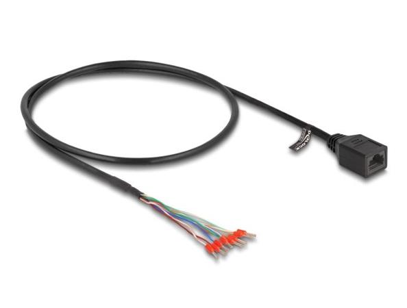 Delock Kabel ze zásuvky RJ45 na dráty s dutinkovými koncovkami Cat.5e, 50 cm, černý 88005