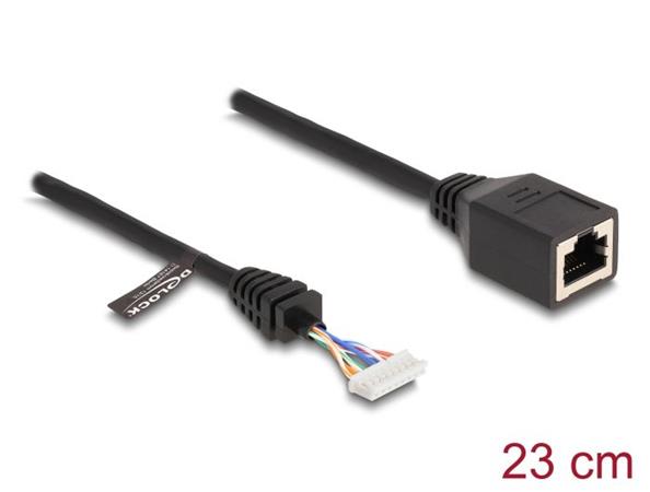 Delock Kabel ze zásuvky RJ45 na zásuvkový pinový konektor, 2,00 mm, 8 pinový Cat.5e, 23 cm, černý 88006