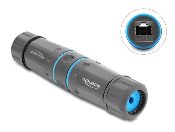 Delock Kabelový konektor ze zásuvky RJ45 na zásuvku RJ45, Cat.6A, se závitem M23.5 x 1,5 mm, s prachotěsností a vo 90660