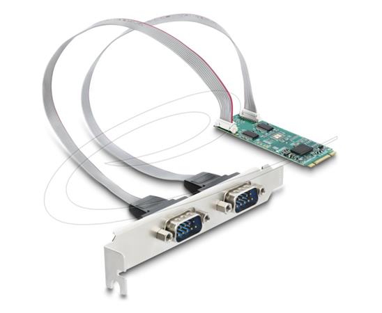 Delock Karta M.2 na 2 x sériová rozhraní RS-232 DB9 se zásuvkami slotů standardního profile a Low Profile 95284