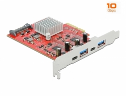 Delock Karta PCI Express x4 na SuperSpeed USB 10 Gbps s 2 x USB Typu-A a 2 x USB Type-C™ - dvoukanálová 89041