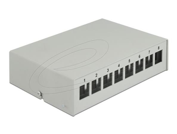 Delock Keystone Patch Panel, 8 portů, šedý 43412