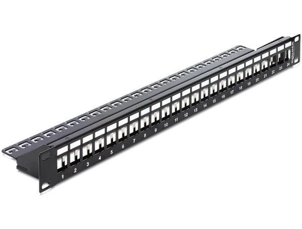 DeLOCK Keystone Patch Panel - Propojovací panel - černá - 1U - 19" - 24 porty 43277