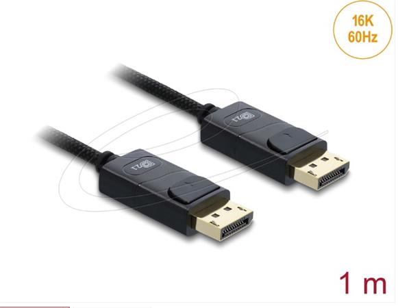 Delock Koaxiální kabel DisplayPort 16K 60 Hz 80 Gbps s pleteným opláštěním 1 m 81671