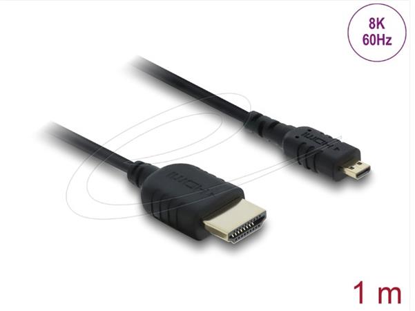 Delock Koaxiální kabel High Speed HDMI HDMI samec na Micro HDMI samec 8K 60 Hz 1 m 81690