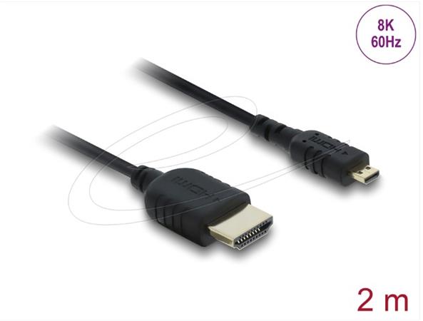 Delock Koaxiální kabel High Speed HDMI HDMI samec na Micro HDMI samec 8K 60 Hz 2 m 81691
