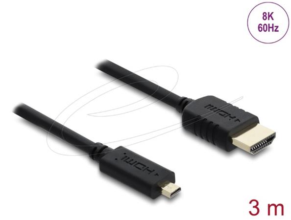 Delock Koaxiální kabel High Speed HDMI HDMI samec na Micro HDMI samec 8K 60 Hz 3 m 81692